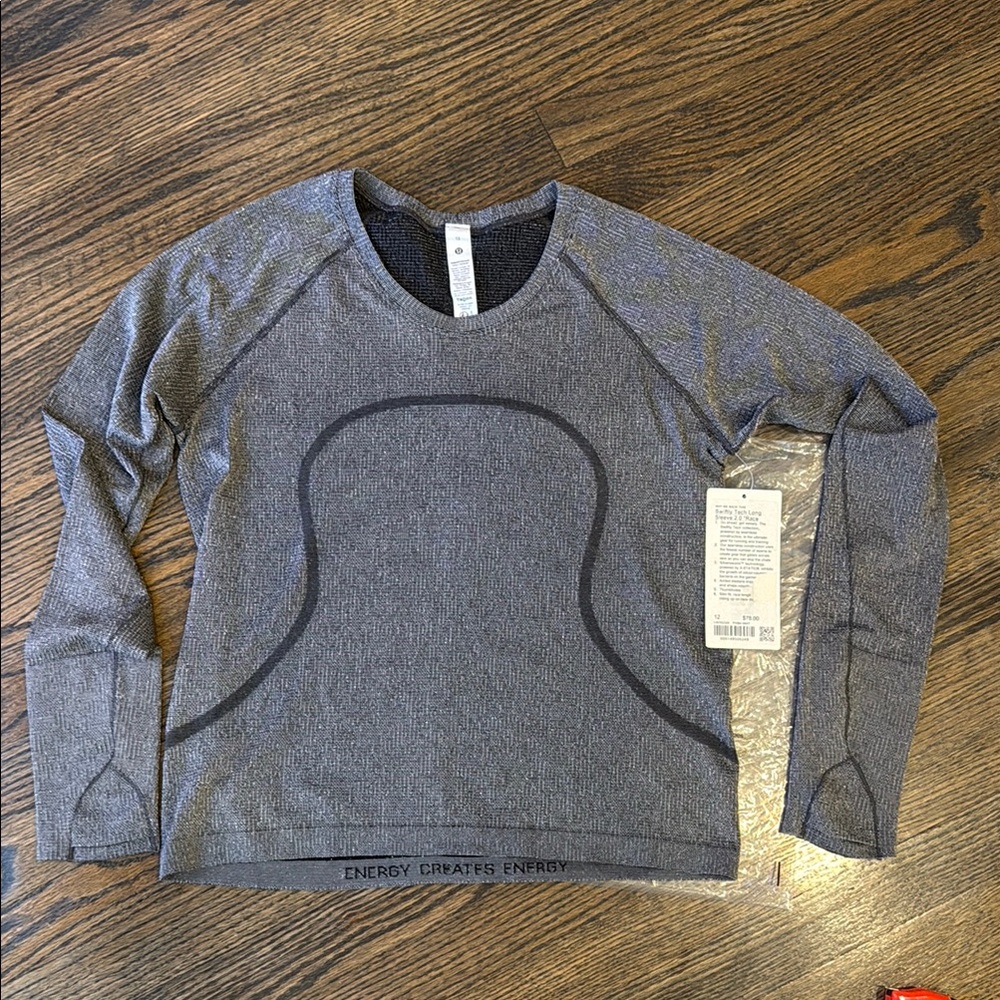 Lululemon Swiftly Tech Long-Sleeve Shirt 2.0 Waist Length Sparkle NWT size 12 - Picture 3 of 15